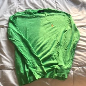 Green polo knit crewneck